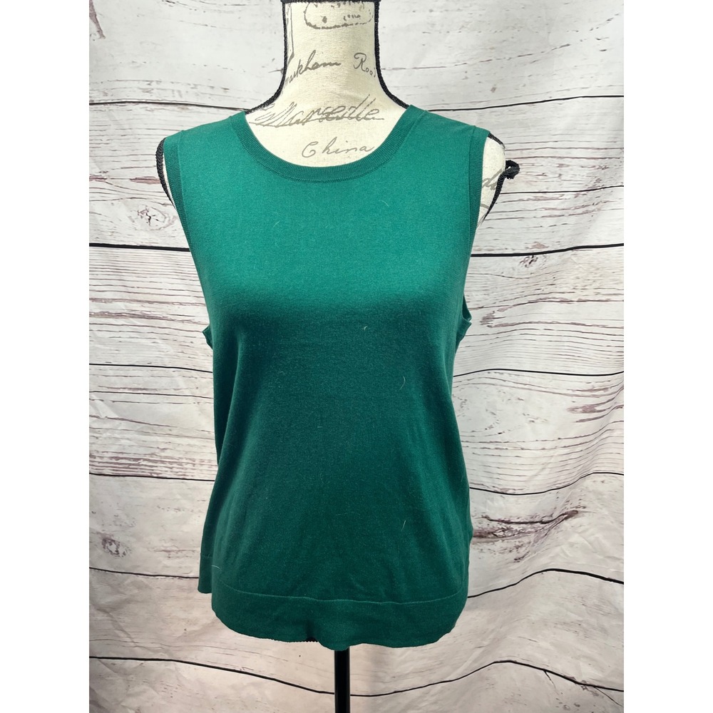 J.Crew Womens Emerald Green Cotton Sleeveless Shell Sweater BJ846 Size L NWT